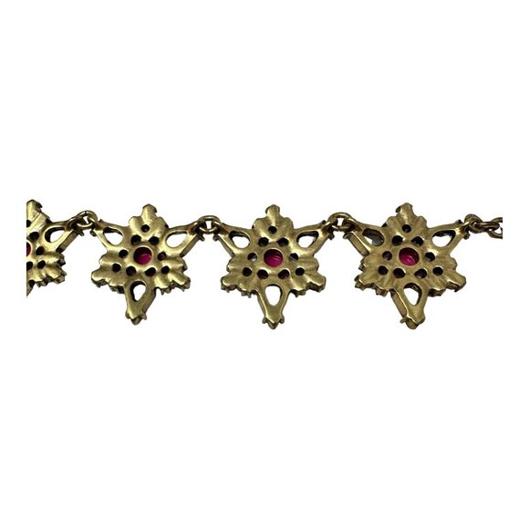 J.Crew Floral Flower Cluster Statement Necklace Pink Black Adjustable Gold Tone - Picture 11 of 11